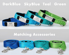 Personalized Reflective Dog Collar with Engraved Name Tag – Adjustable Custom Pet Collar with Leash - AmyEngraved