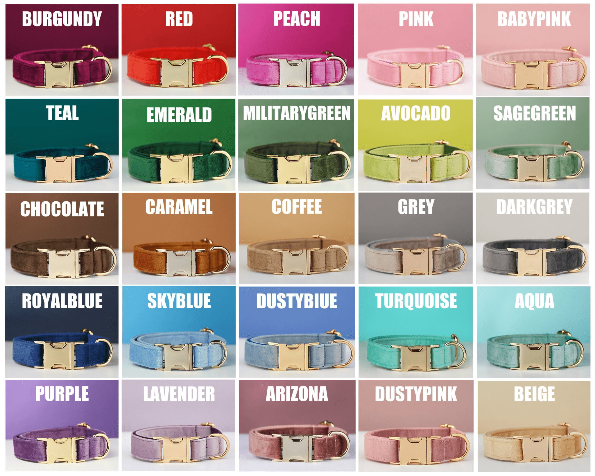 Personalized Multi - Color Velvet Dog Collar & Leash Set with Bow – Engraved Name Tag & Metal Buckle - AmyEngraved