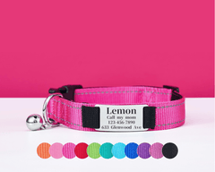 Personalized Reflective Hot Pink Dog Collar & Leash Set – Adjustable Cat Collar with Engraved Name Tag & Free Bell - AmyEngraved