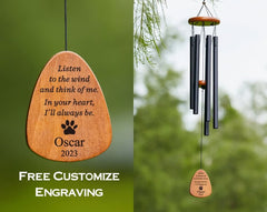 Black Double Side Personalized Engrave Pet Memorial Outdoor Wind Chime - AmyEngraved
