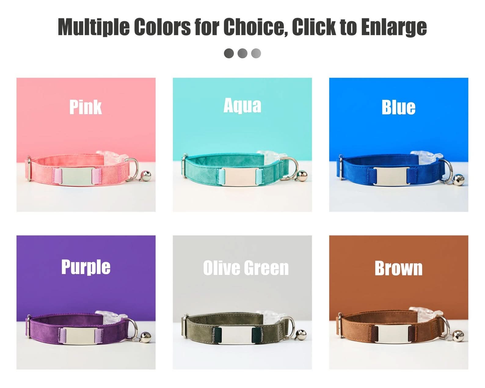 Personalized Suede Leather Dog Collar with Leash | Brown Silent Pet Collar | Engraved Name with Detachable Metal Tag | Custom Cat Collar - AmyEngraved