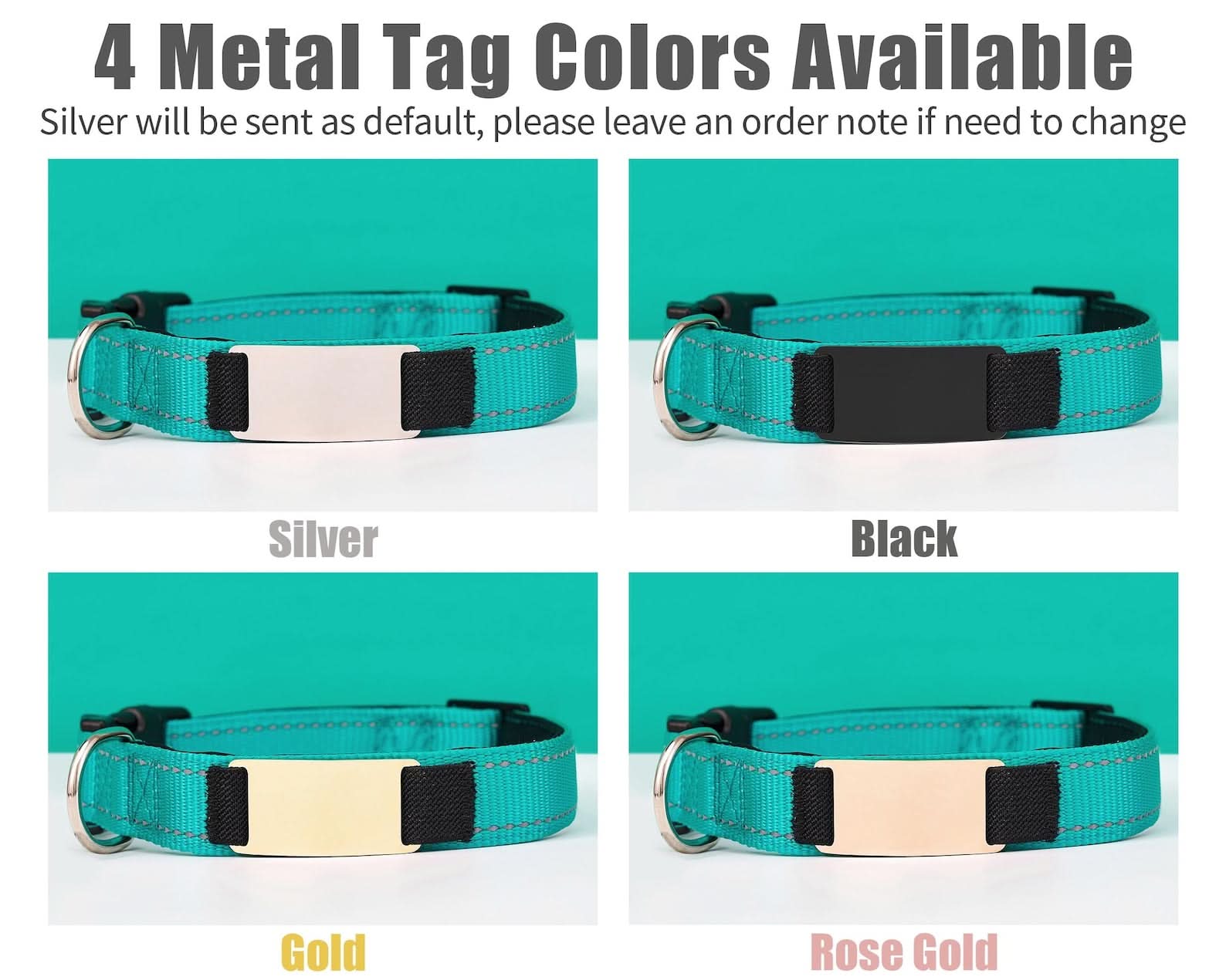Personalized Reflective Dog Collar with Engraved Name Tag – Adjustable Custom Pet Collar with Leash - AmyEngraved